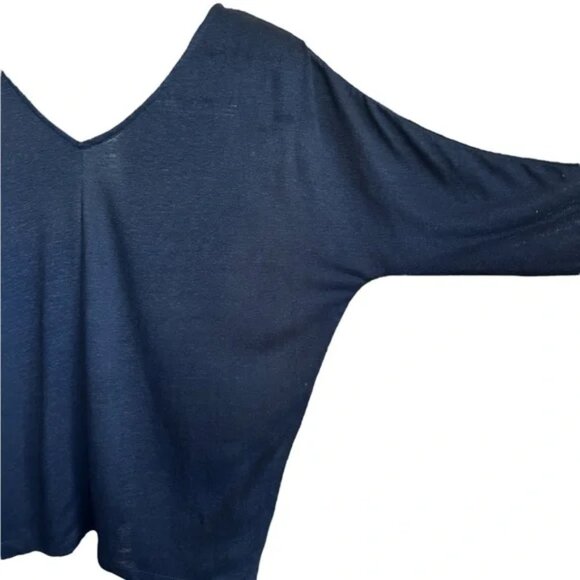 Garnet Hill Black V-Neck Knit Top XS Loose Fit Lightweight Pullover - Picture 5 of 7